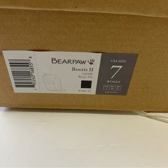 Bearpaw Boetis II Black Real Fur Winter Boots Women’s 7 New In Box - Picture 13 of 14